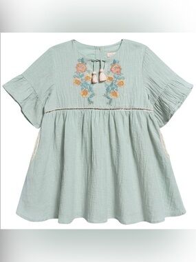 Louise Misha Sakina Almond Dress Embroidered Bohemian Summer Cottage Fairy Core